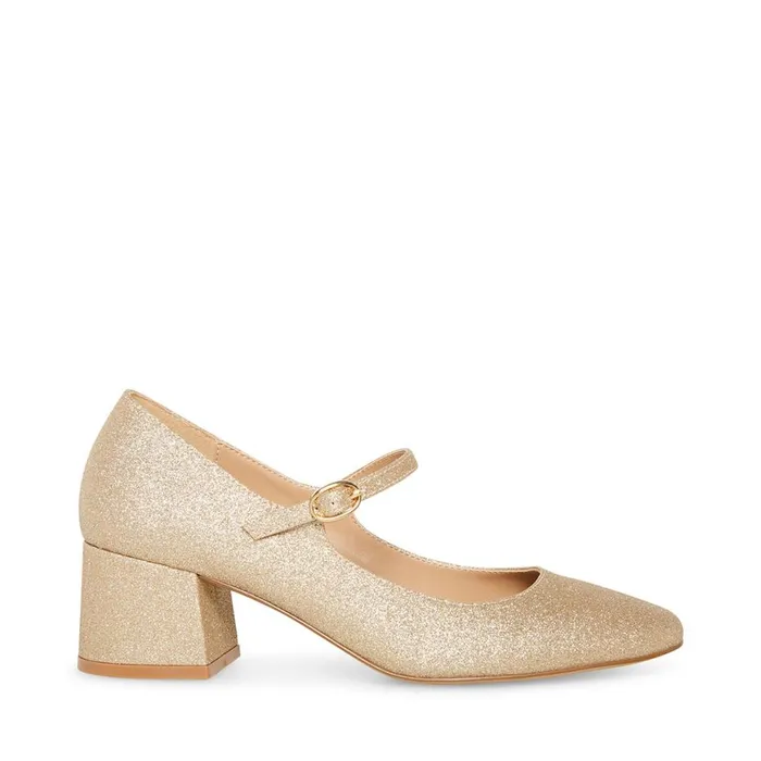 Steve Madden Hawke Gold Glitter Womens Heels