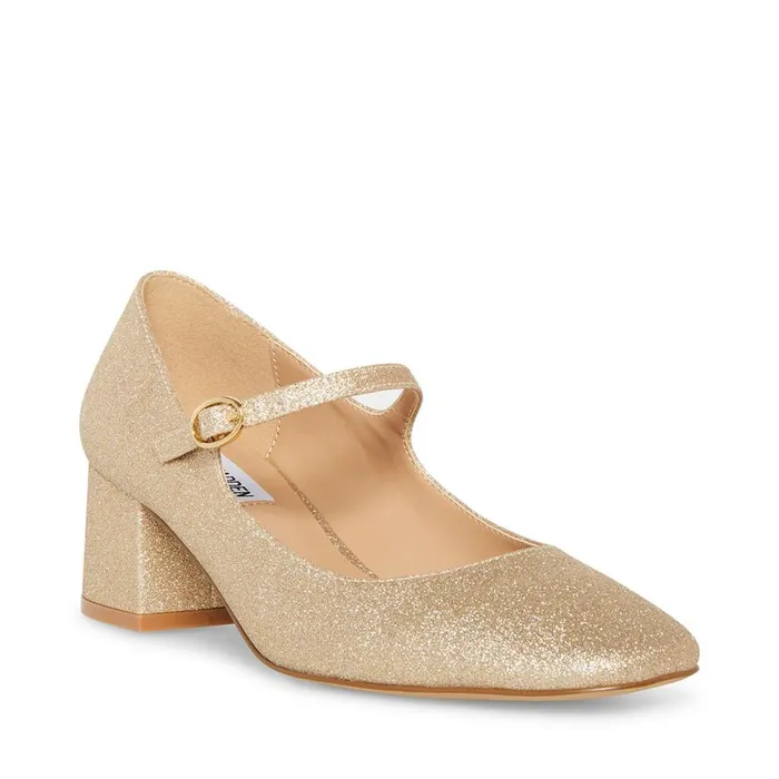Steve Madden Hawke Gold Glitter Womens Heels