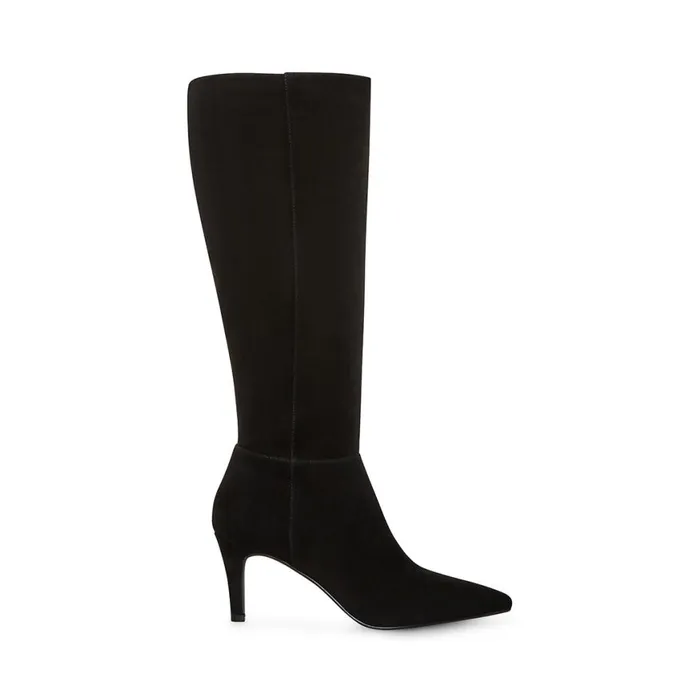 Steve Madden Janae Black Suede Womens Boots and Booties