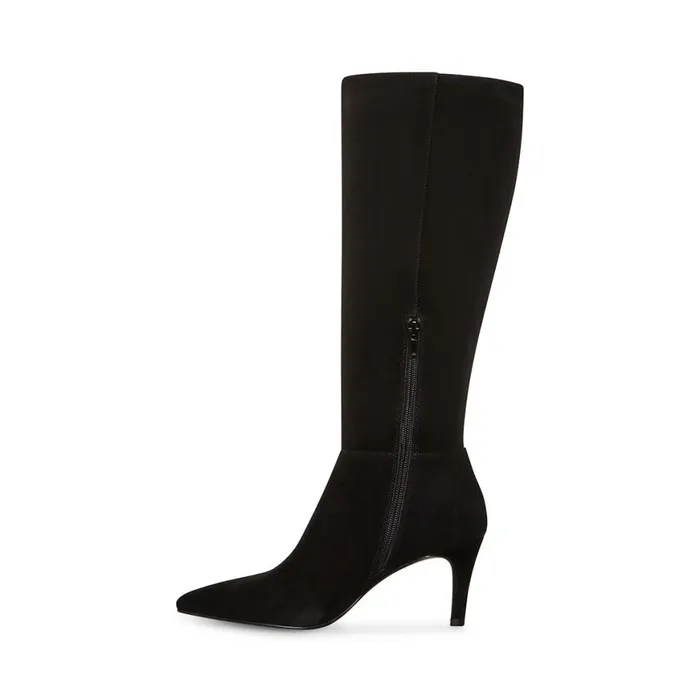 Steve Madden Janae Black Suede Womens Boots and Booties