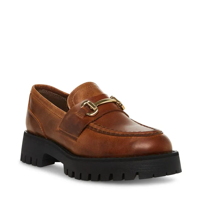 Steve Madden Lando Brown Leather Womens Loafers and Flats