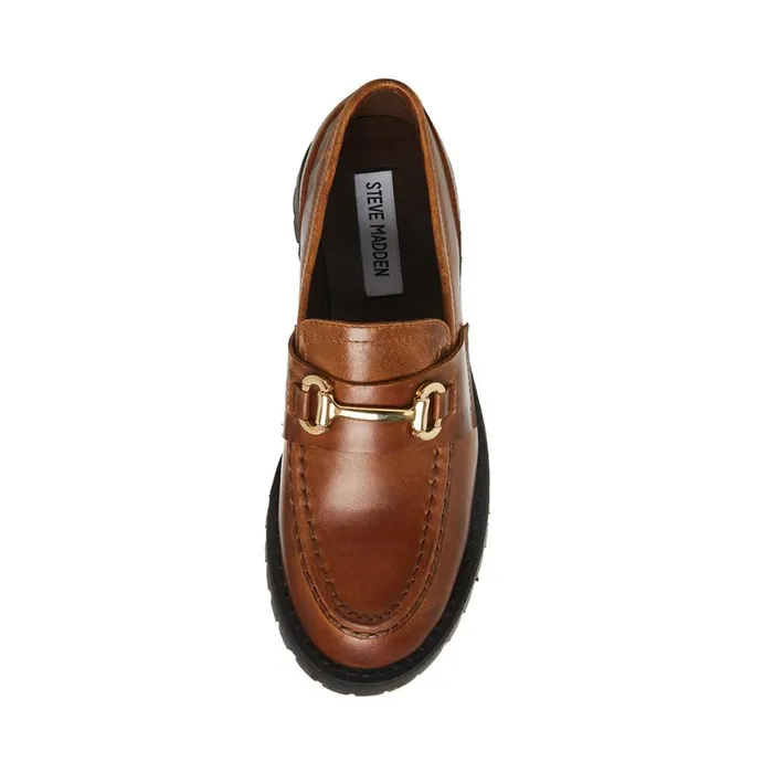 Steve Madden Lando Brown Leather Womens Loafers and Flats