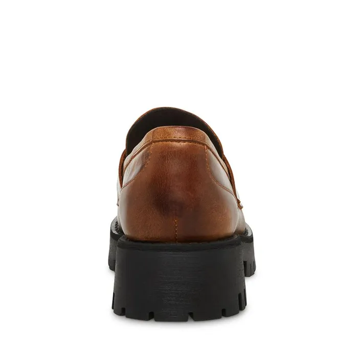 Steve Madden Lando Brown Leather Womens Loafers and Flats