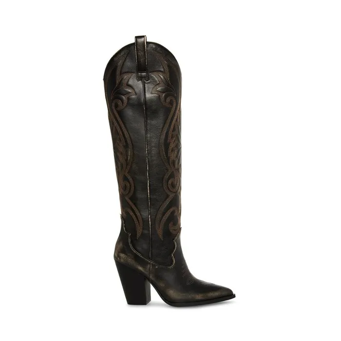 Steve Madden Lasso Brown Distressed Womens Boots and Booties