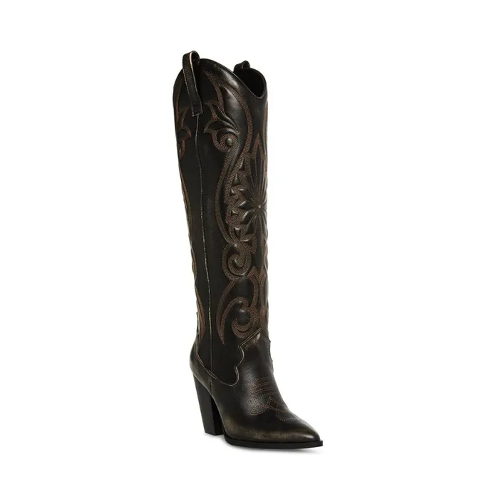 Steve Madden Lasso Brown Distressed Womens Boots and Booties