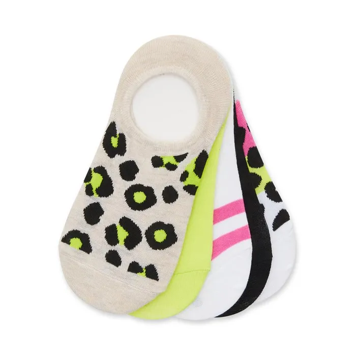Steve Madden Leopard Print Sneaker Socks Natural Multi Womens Socks and Tights