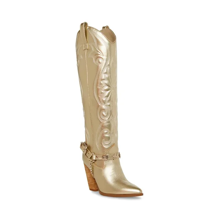 Steve Madden Lesley Gold Womens Boots and Booties Steve Madden Lesley Gold Womens Boots and Booties