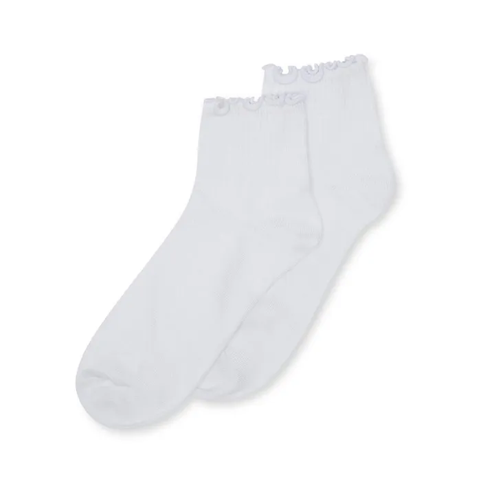 Steve Madden Lettuce Edge Anklet White Womens Socks and Tights