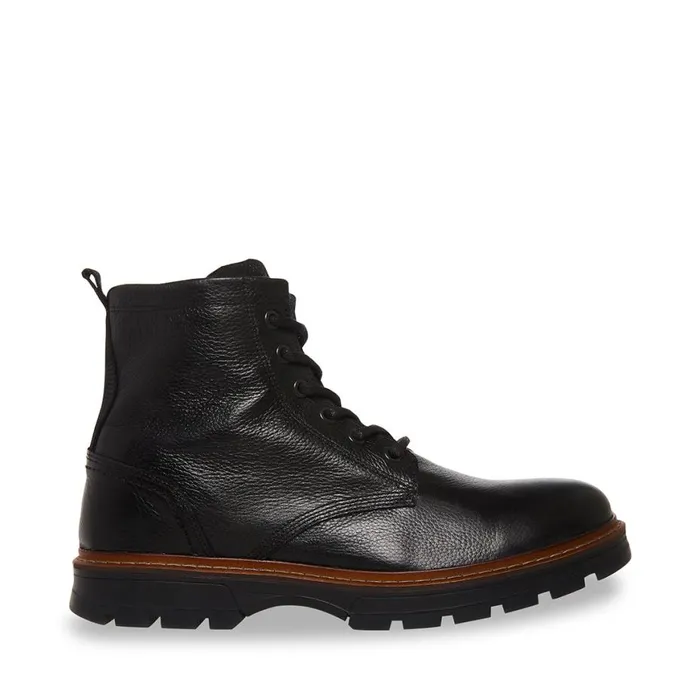 Steve Madden Lucius Black Leather Mens Boots