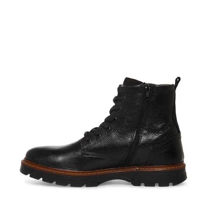 Steve Madden Lucius Black Leather Mens Boots