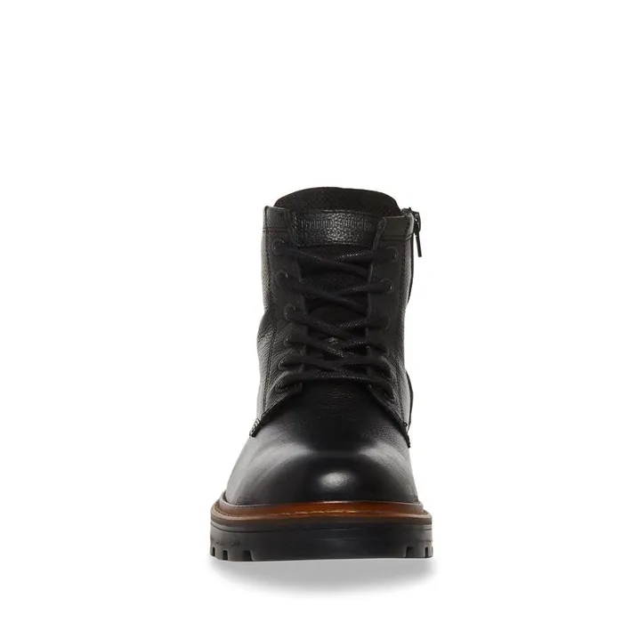 Steve Madden Lucius Black Leather Mens Boots