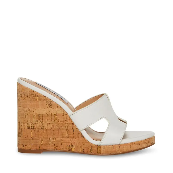 Steve Madden Mayson White Leather Womens Sandals