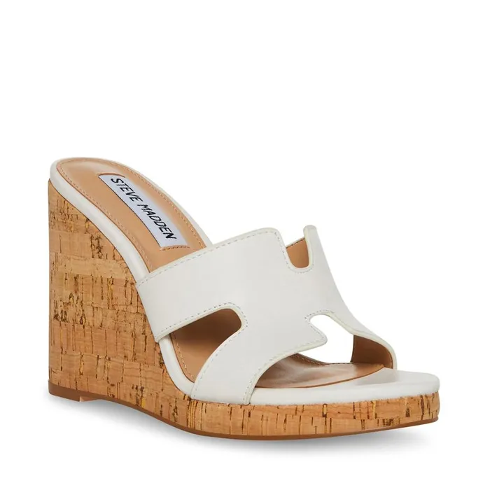 Steve Madden Mayson White Leather Womens Sandals