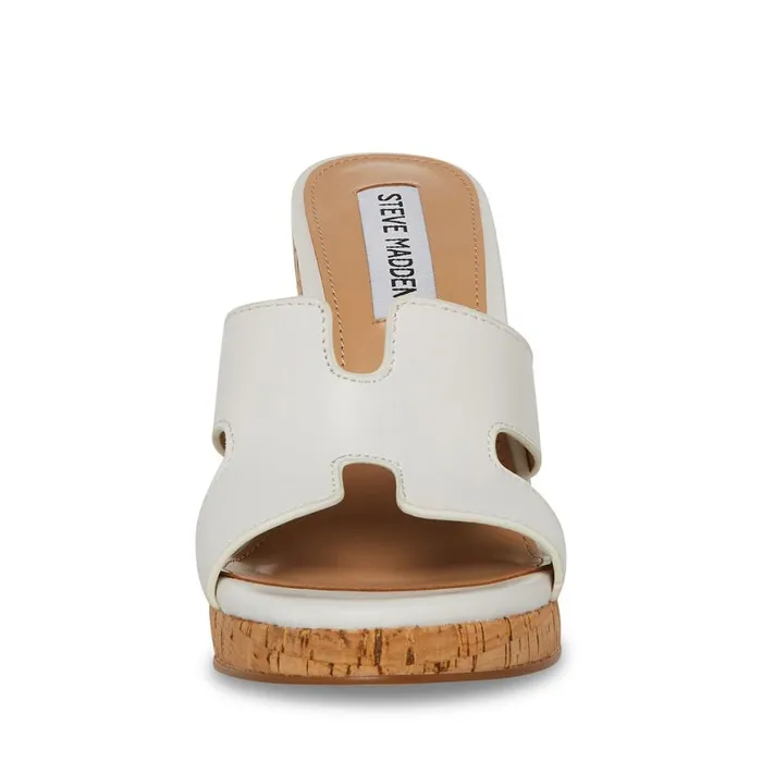 Steve Madden Mayson White Leather Womens Sandals