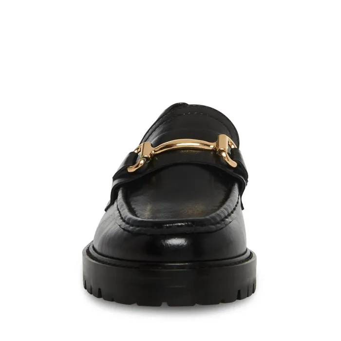 Steve Madden Mistor Black Leather Womens Loafers and Flats