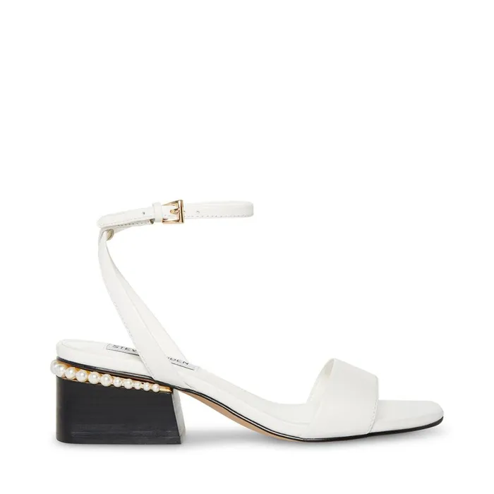 Steve Madden Nora White Leather Womens Sandals