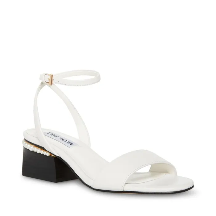 Steve Madden Nora White Leather Womens Sandals