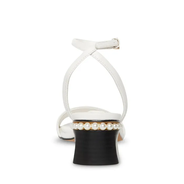 Steve Madden Nora White Leather Womens Sandals