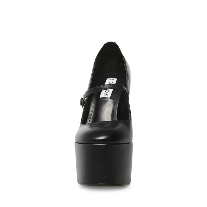 Steve Madden Prisila Black Leather Womens Heels