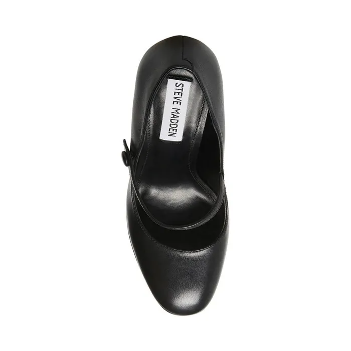 Steve Madden Prisila Black Leather Womens Heels