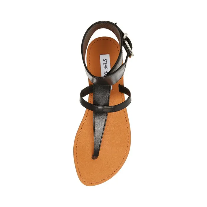 Steve Madden Rico Black Leather Womens Sandals