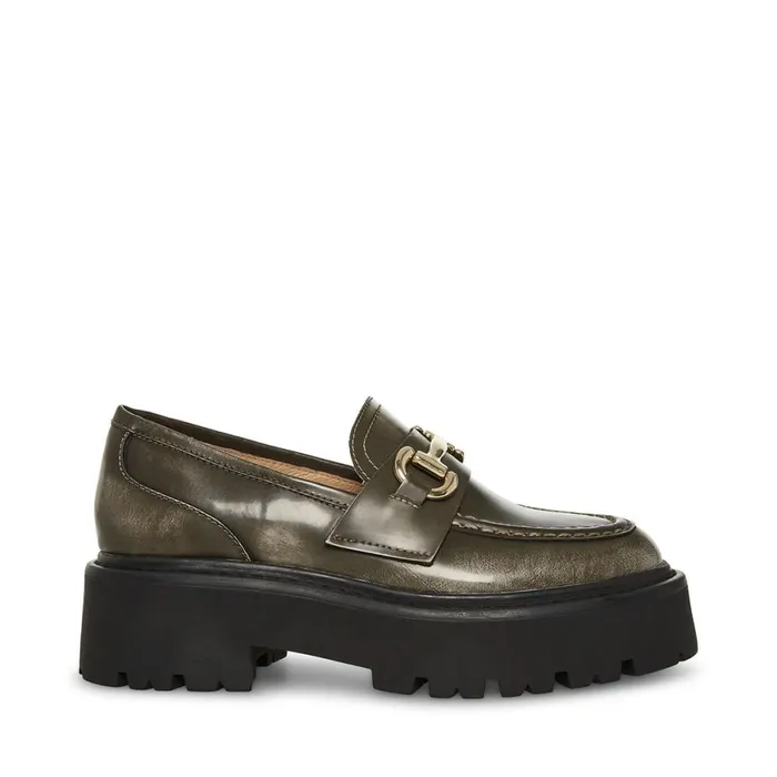 Steve Madden Roux Grey Distressed Womens Loafers and Flats