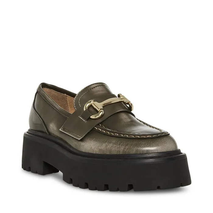 Steve Madden Roux Grey Distressed Womens Loafers and Flats