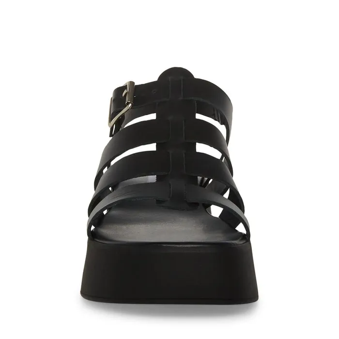 Steve Madden Sarai Black Leather Womens Sandals