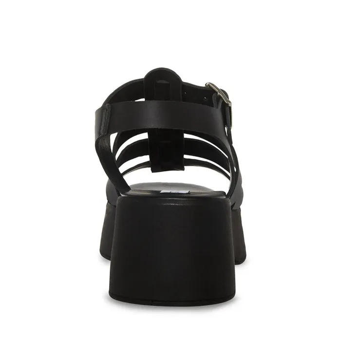 Steve Madden Sarai Black Leather Womens Sandals
