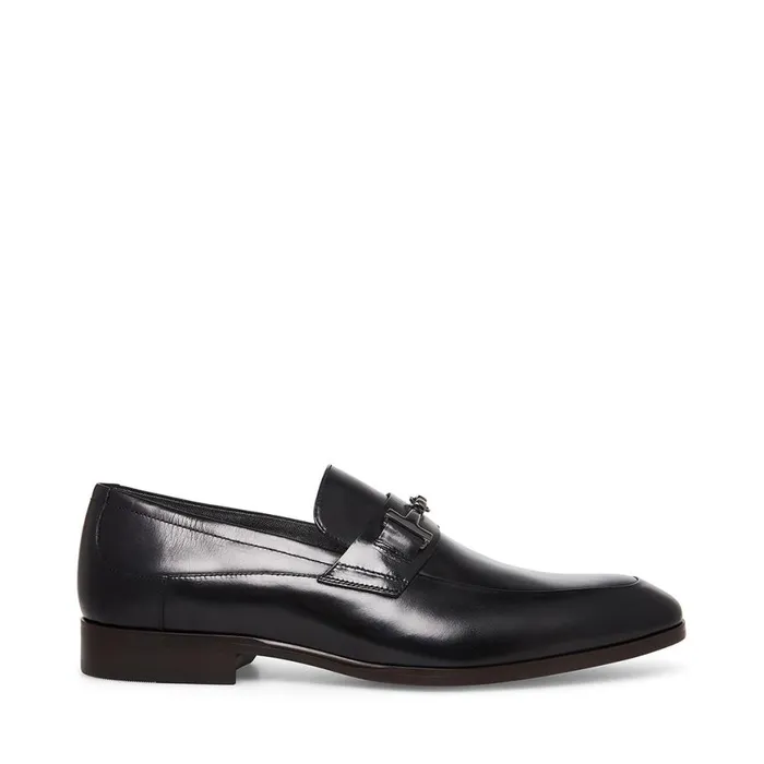 Steve Madden Valon Black Leather Mens Loafers