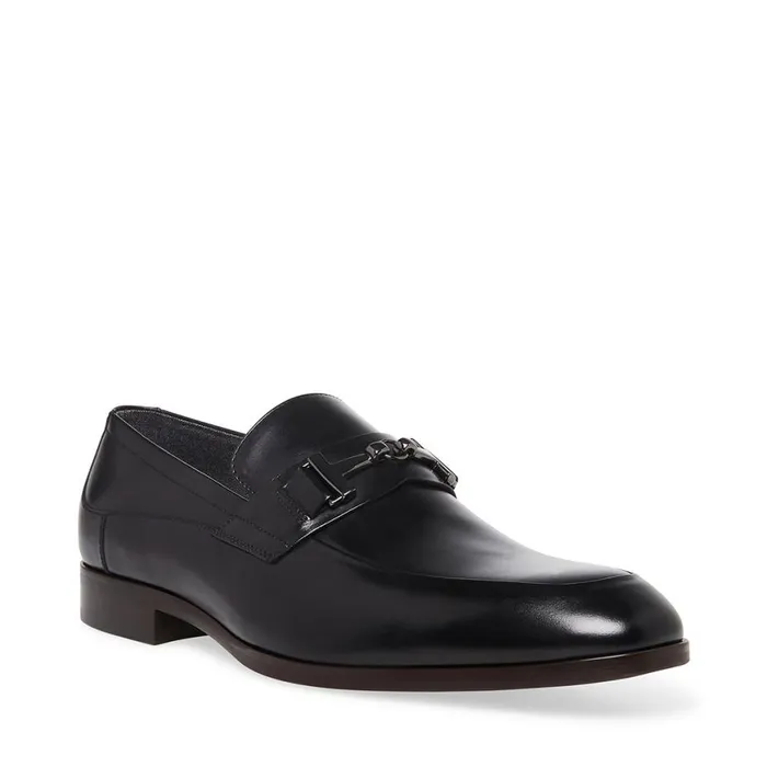 Steve Madden Valon Black Leather Mens Loafers