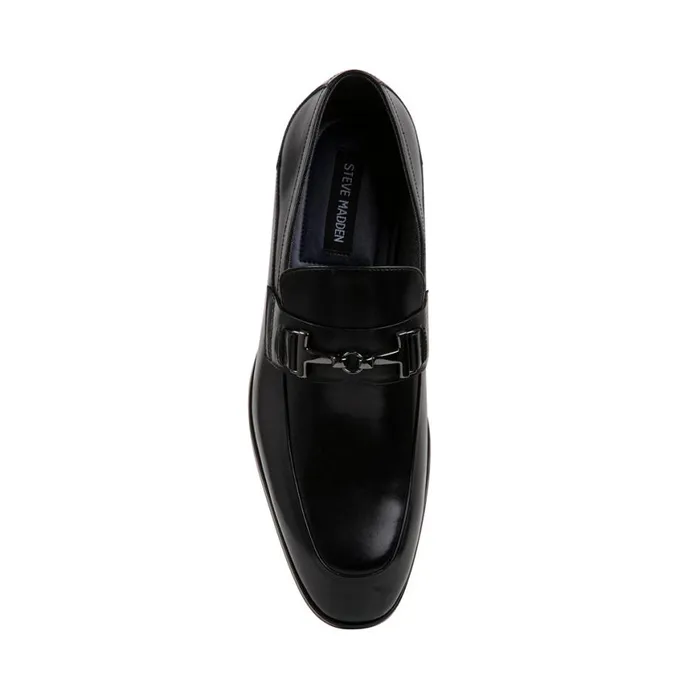 Steve Madden Valon Black Leather Mens Loafers