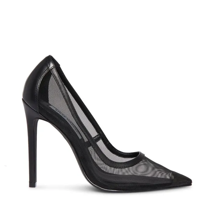 Steve Madden Virtue Black Leather Womens Heels