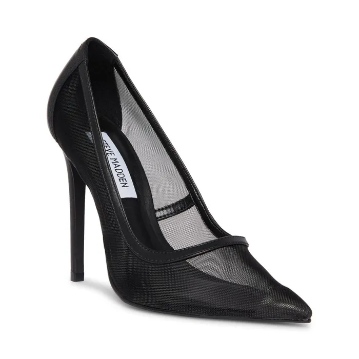 Steve Madden Virtue Black Leather Womens Heels