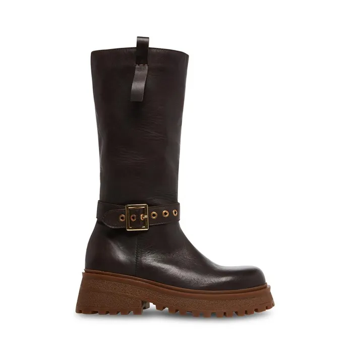 Steve Madden Willow Brown Leather Womens Boots and Booties