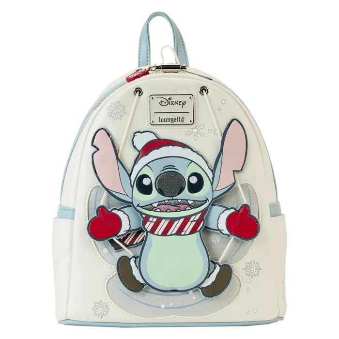 Stitch Holiday Snow Angel Glitter Mini Backpack Unisex Loungefly Backpacks