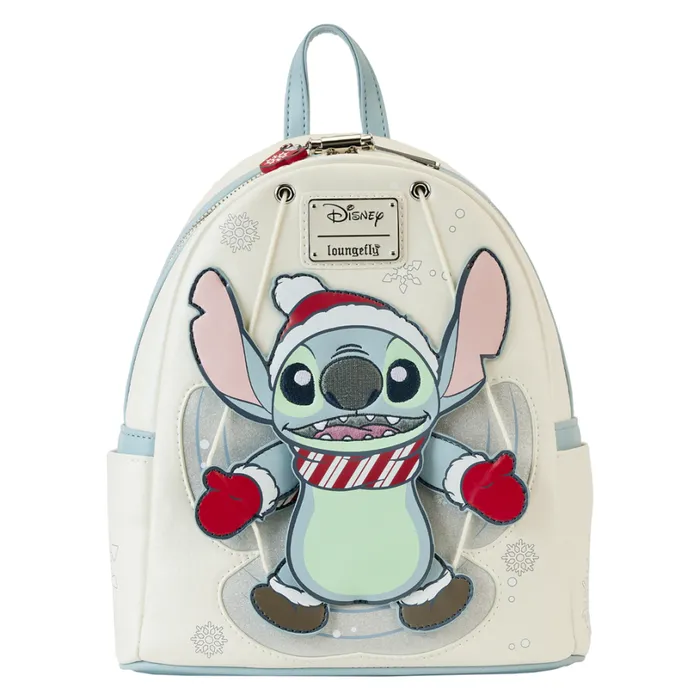 Stitch Holiday Snow Angel Glitter Mini Backpack Unisex Loungefly Backpacks Stitch Holiday Snow Angel Glitter Mini Backpack Unisex Loungefly Backpacks