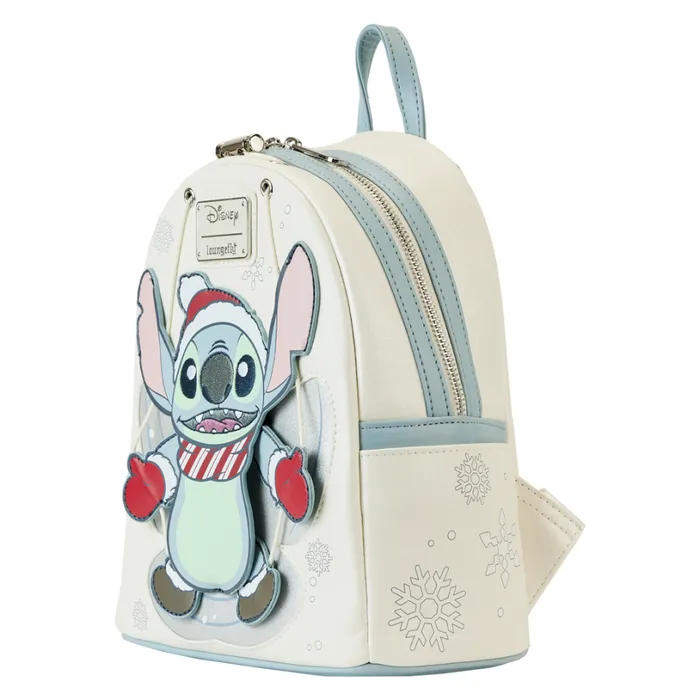 Stitch Holiday Snow Angel Glitter Mini Backpack Unisex Loungefly Backpacks Stitch Holiday Snow Angel Glitter Mini Backpack Unisex Loungefly Backpacks