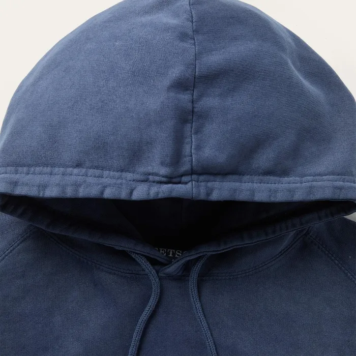 Sweaters and Hoodies Men Stetson Distressed Logo Hooded Sweatshirt Blue