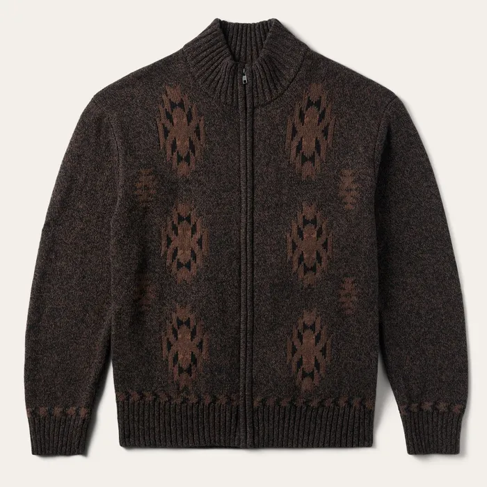 Sweaters and Hoodies Men Stetson Vertical Aztec Cardigan Brown