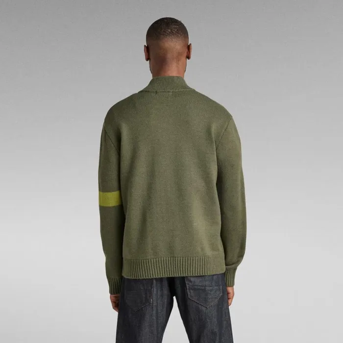 Sweaters Men GStar RAW Graphic Zip Thru Loose Knit Light Hunter