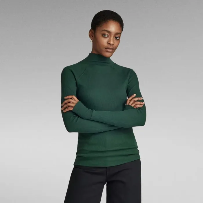 Sweaters Women GStar RAW Slim Rib Mock Top Laub