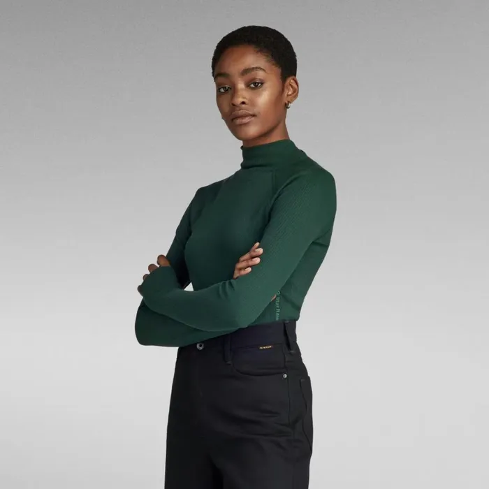 Sweaters Women GStar RAW Slim Rib Mock Top Laub