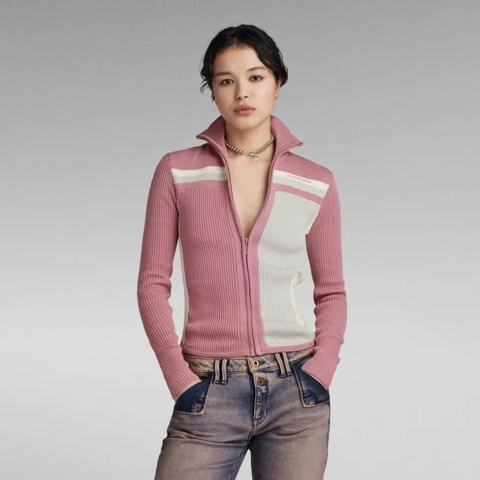 Sweaters Women GStar RAW Y2K Zip Through Knit Deep Ginger