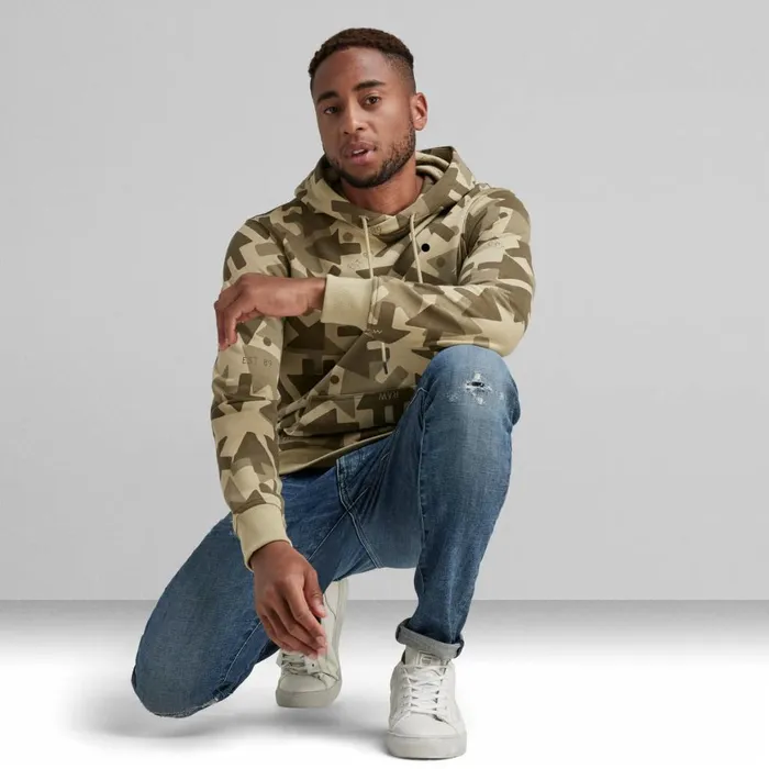 Sweatshirts and Hoodies Men GStar RAW Arrow Camo Hooded Sweater Light Moss Raw Arrow Camo