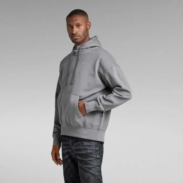 Sweatshirts and Hoodies Men GStar RAW Garment Dyed Oversized Hoodie Granite