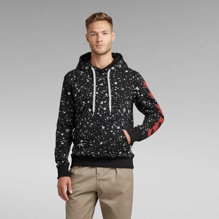 Sweatshirts and Hoodies Men GStar RAW Splatter Sleeve Graphic Hoodie Dk Black Splatter Spots Sweatshirts and Hoodies Men GStar RAW Splatter Sleeve Graphic Hoodie Dk Black Splatter Spots