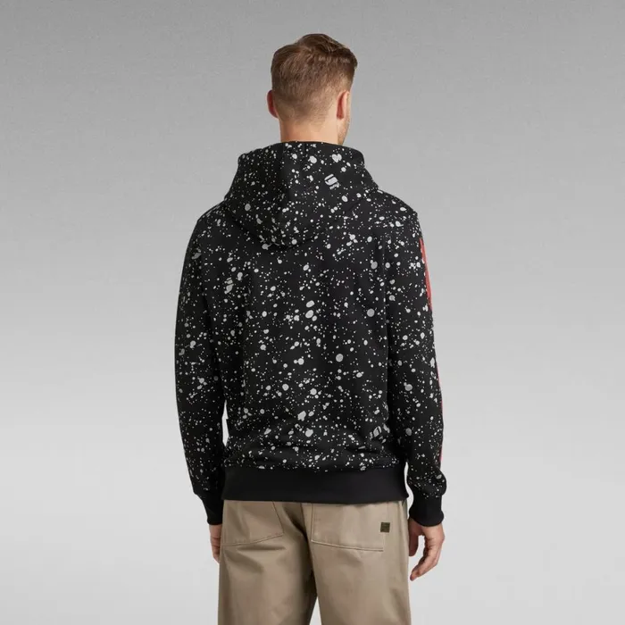 Sweatshirts and Hoodies Men GStar RAW Splatter Sleeve Graphic Hoodie Dk Black Splatter Spots