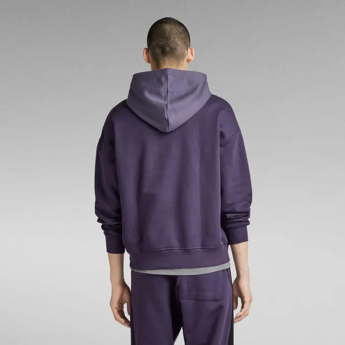 Sweatshirts and Hoodies Men GStar RAW Tape Color Block Loose Half Zip Hoodie Dk Grapecarbonne Purple