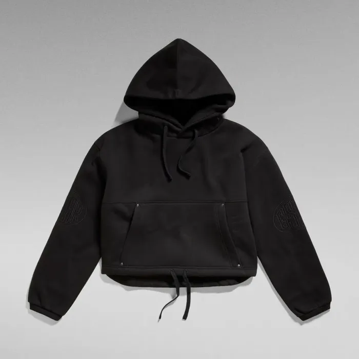 Sweatshirts and Hoodies Women GStar RAW Sleeve Graphic Cropped Loose Hoodie Dark Black